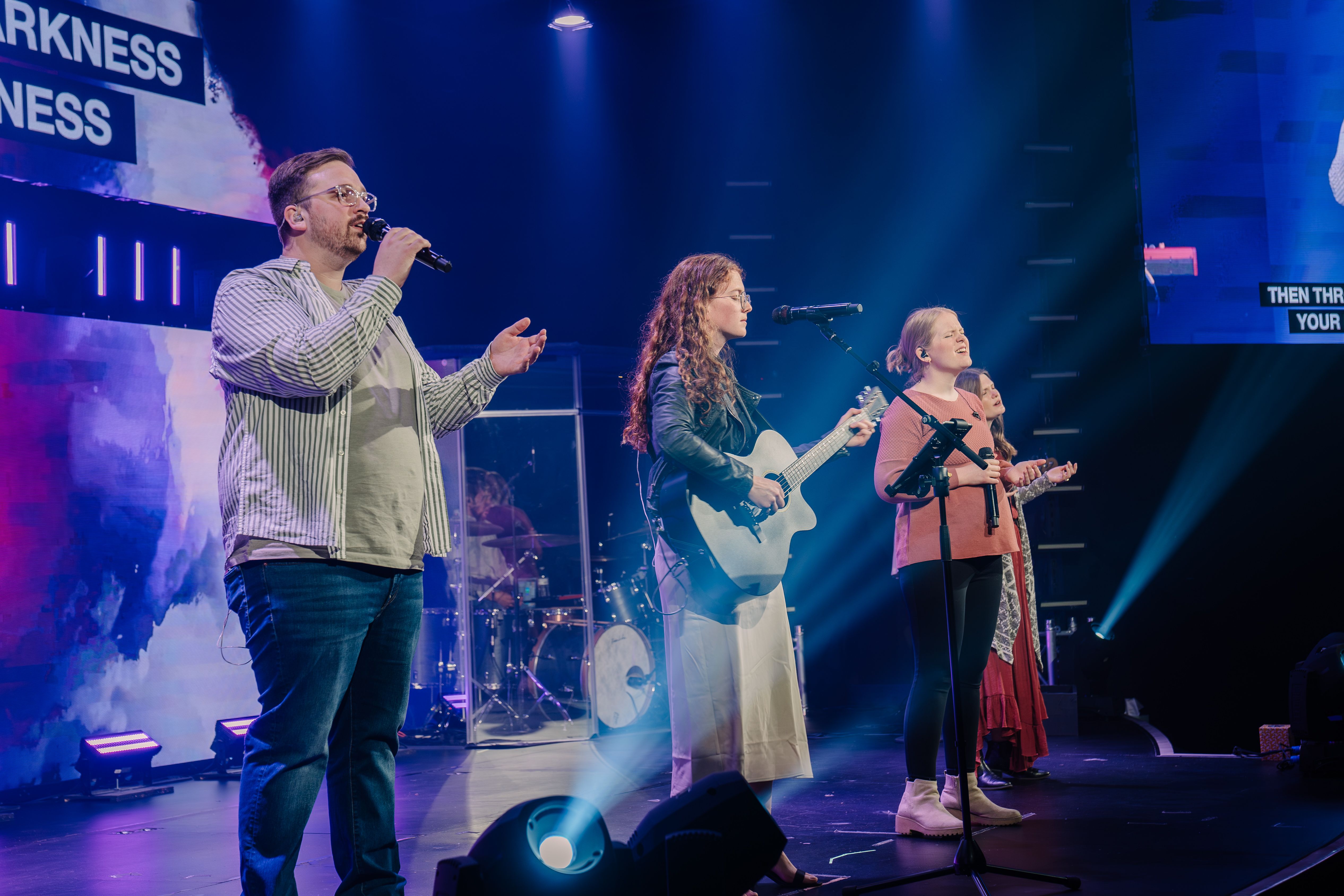Worship team leading service
